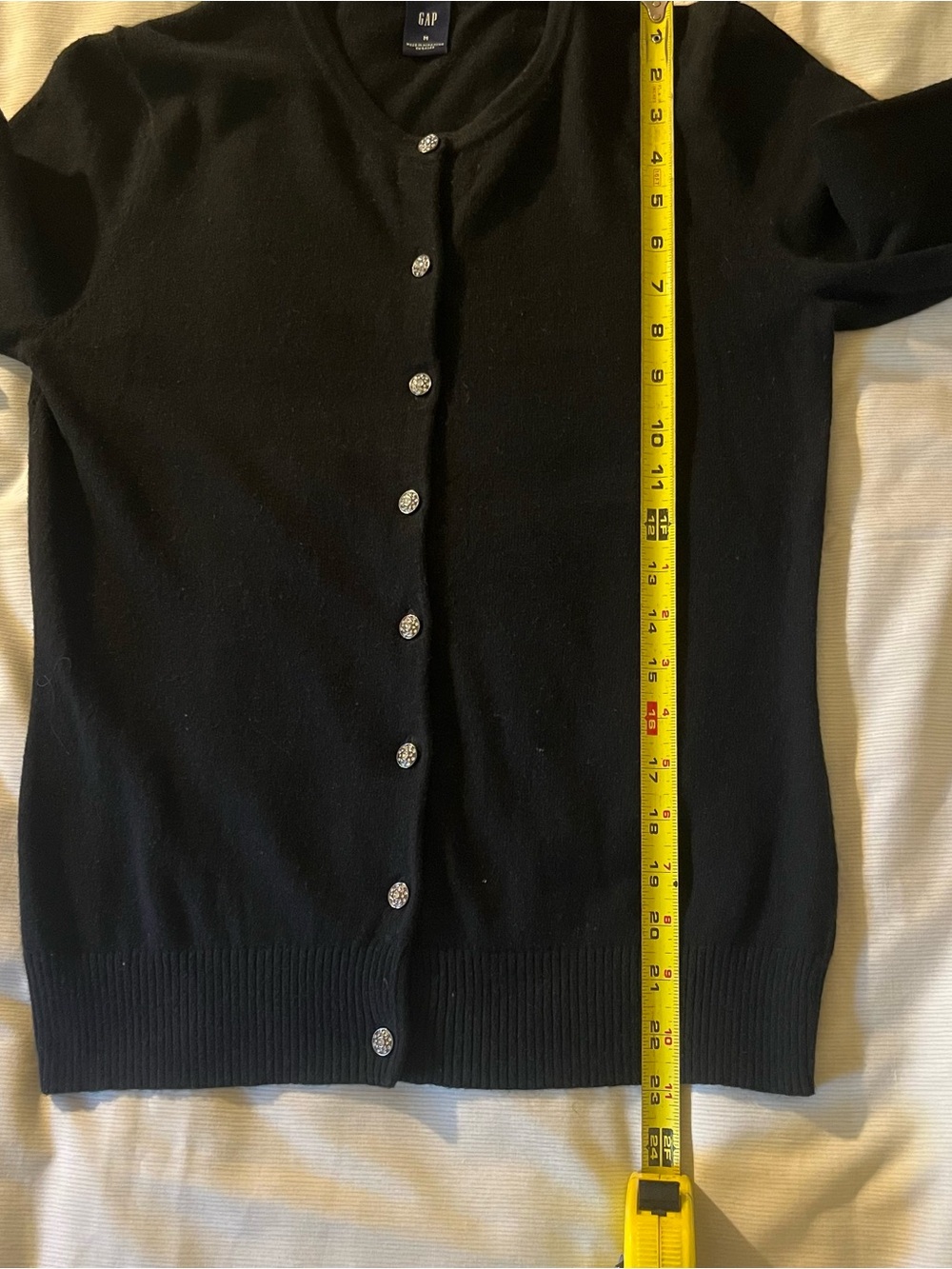 GAP Women's Black Button-Up Cardigan Sweater Rhinestone Buttons Whimsical - Picture 4 of 4